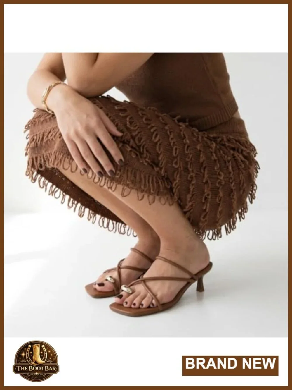Strappy Square Toe Kitten Heel Sandals Vegan Leather Slip On Heels